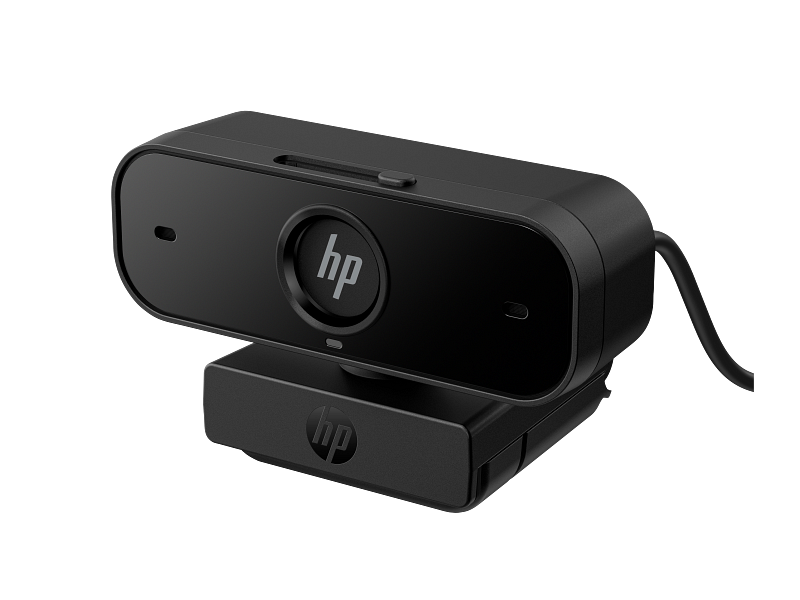 HP 435 FHD Webcam JetBlack ShutterClosed CoreSet FrontLeft WhiteBG
