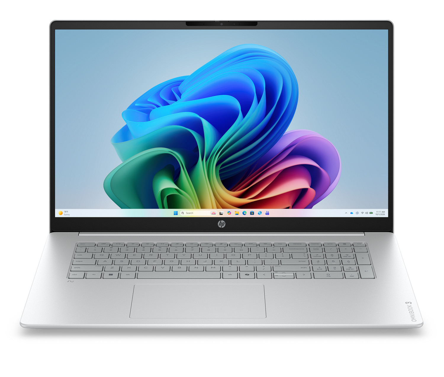 HP OmniBook 3 Laptop Next Gen AI 17-dm0761nr 17.3", Windows 11 Home, Windows Laptop, AMD Ryzen™ AI 7, 16GB RAM, 1TB SSD, FHD, Glacier silver and canvas gray