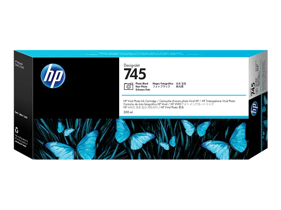 Ink Supplies, HP 745 300-ml DesignJet Photo Black Ink Cartridge, F9K04A