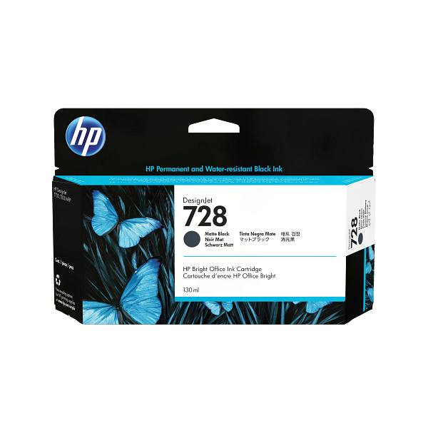 HP 728 130-ml Matte Black DesignJet Ink Cartridge WW