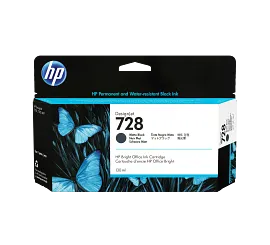 HP 728 130-ml Matte Black DesignJet Ink Cartridge, 3WX25A