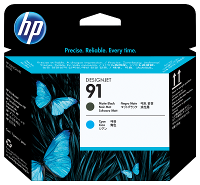 HP 91 Matte Black and Cyan DesignJet Printhead