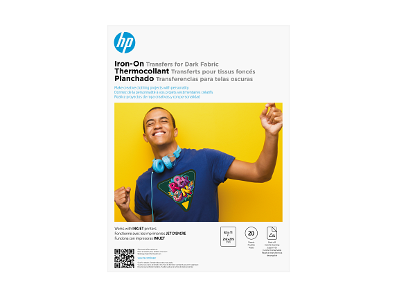 HP Iron-On Transfers for Dark Fabric 8.5 x 11 in. (216 x 279 mm) 20 sheets