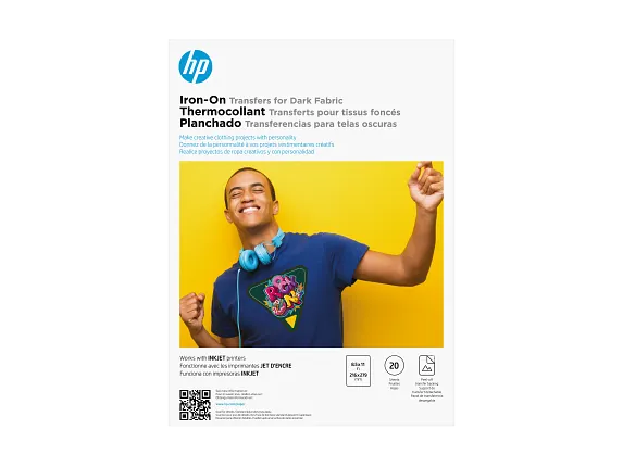 HP Specialty Media, HP Iron-On Transfers for Dark Fabric 8.5 x 11 in. (216 x 279 mm) 20 sheets