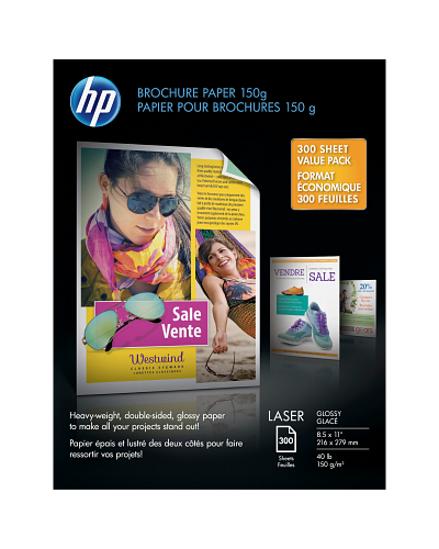 HP Laser Glossy Brochure Paper 150 gsm-300 sht/Letter/8.5 x 11 in