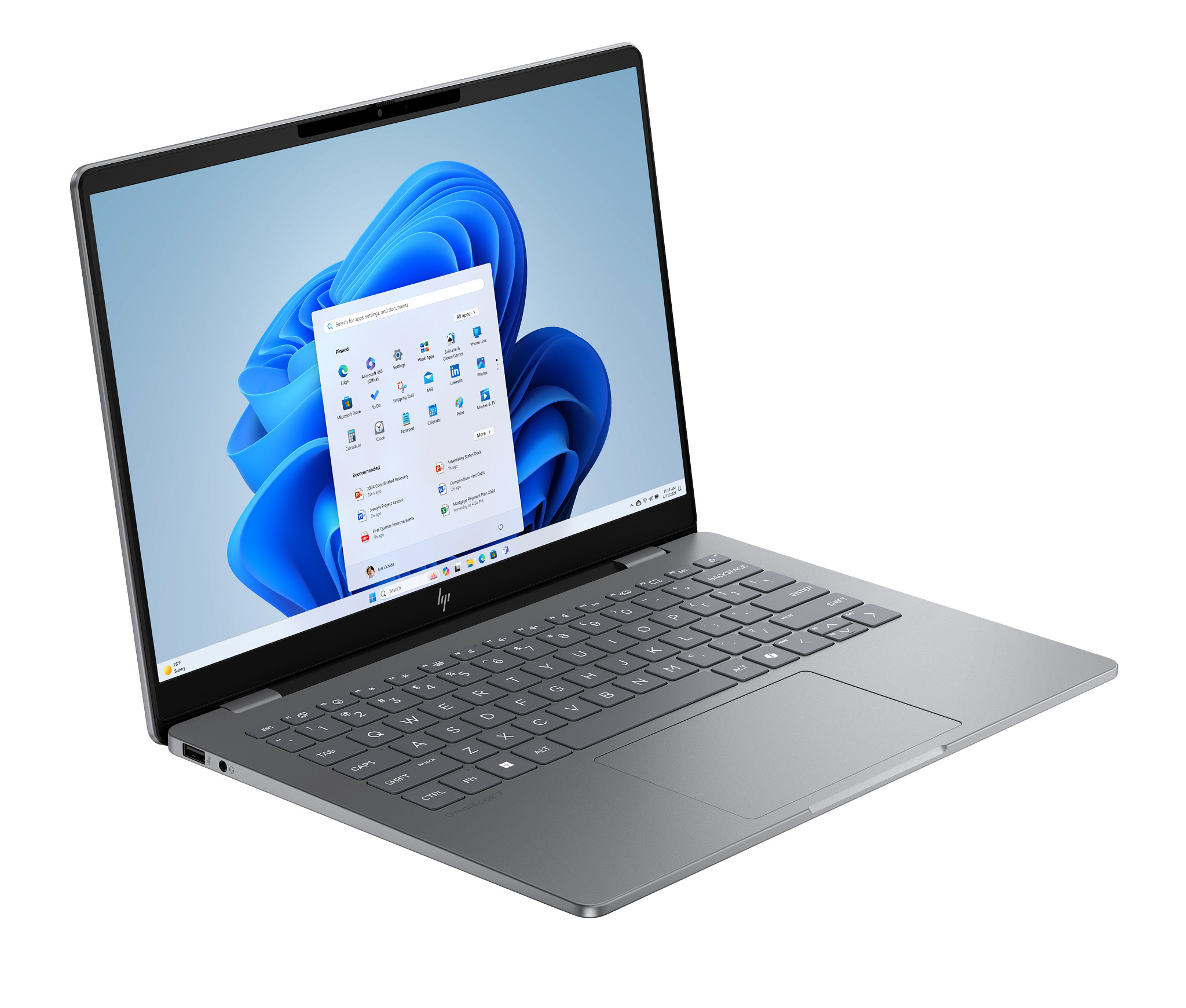 HP OmniBook 7 AI 14, Windows 11 Home, 14", Intel® Core™ Ultra 5, 16GB RAM, 512GB SSD, 2K, Meteor silver, 2 year warranty