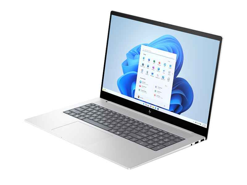 24C1-HP-Envy-17 Glacier Silver T IR cam nonFPR Win11 Core Set FrontLeft WhiteBG