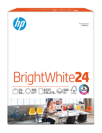 HP BrightWhite24TM 24 lb 8.5 x 11 in. (216 x 279 mm) 500 sheets
