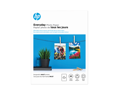 HP Everyday Photo Paper Glossy 52 lb 5 x 7 in. (127 x 178 mm) 60 sheets