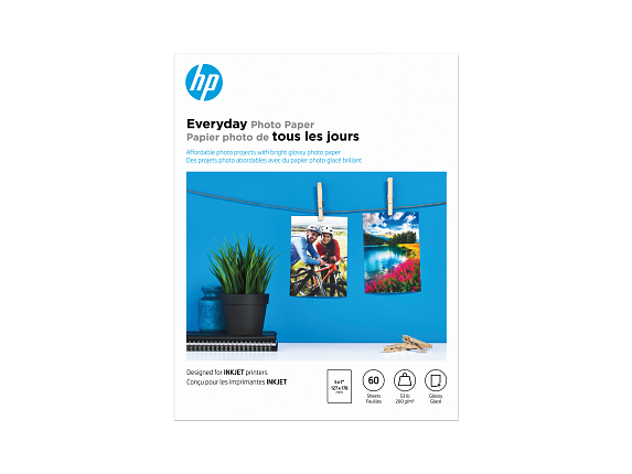 Photos - Office Paper HP Everyday Photo Paper, Glossy, 52 lb, 5 x 7 in. , 60 sheets CH097A (127 x 178 mm)