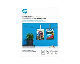 HP Everyday Photo Paper, Glossy, 52 lb, 5 x 7 in. (127 x 178 mm), 60 sheets CH097A