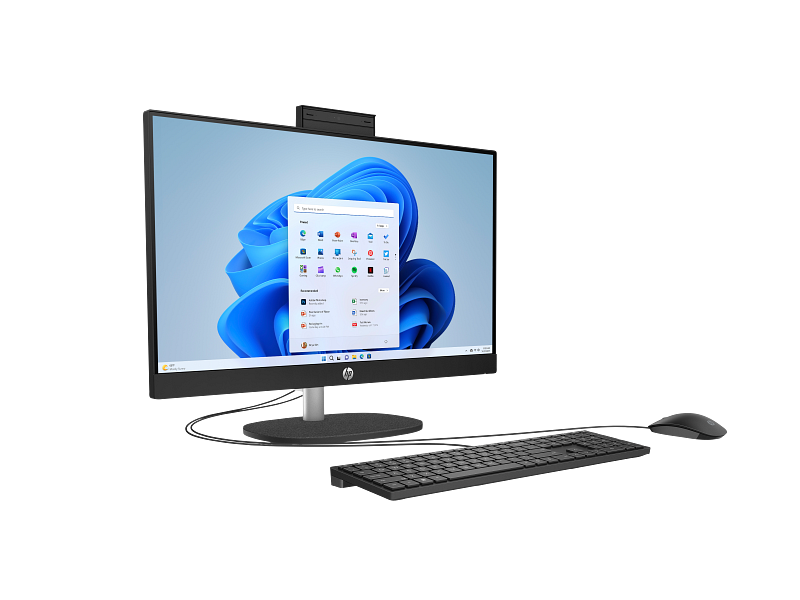 23C1-AMD OPP HP 24 inch All-in-One Desktop PC JetBlack T NT HAS CheddarGouda CoreSet Win11 FrontRigh