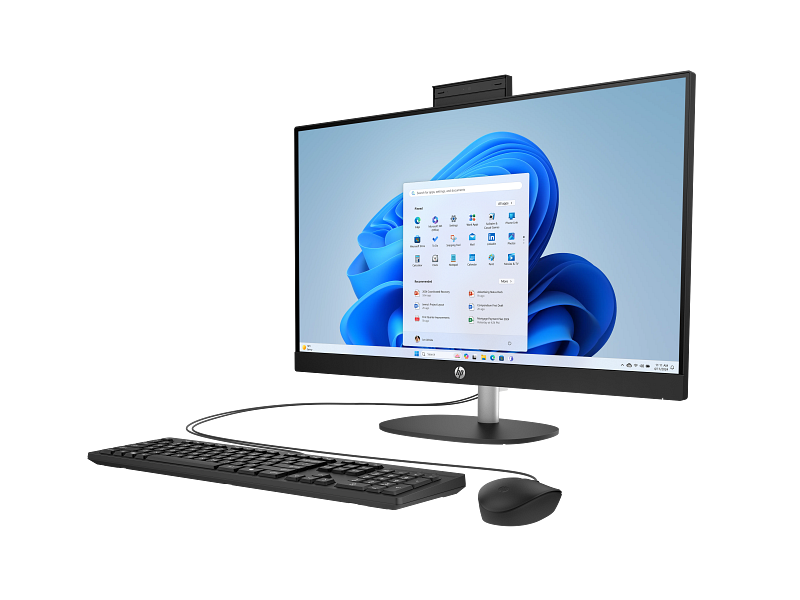 25C1 All-in-One Desktop PC 27 Jet Black T NT Fixed Captain Crunch Wired Copilot Core Set FrontLeft WhiteBG