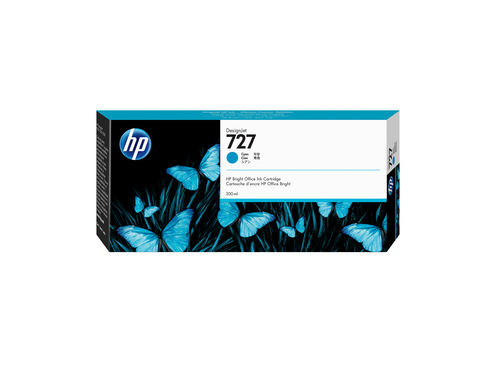Caja de tinta HP 727 F9J76A Cyan original de 300 ml para DesignJet