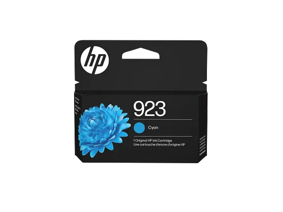 Series 1 of 10 Ink Supplies, HP 923 Cyan Original Ink Cartridge, 4K0T0LN