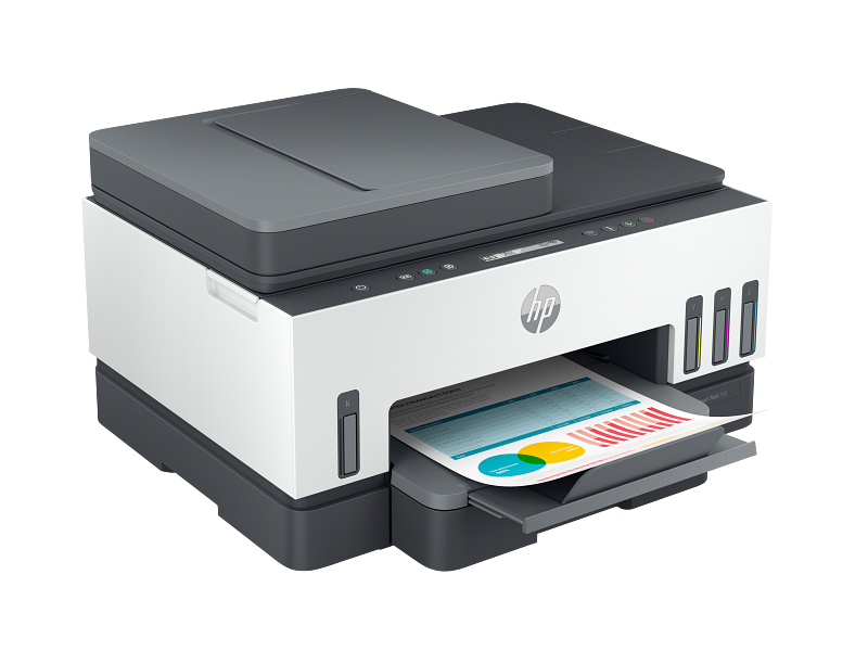 HP Smart Tank 750 Light Basalt Right facing with output