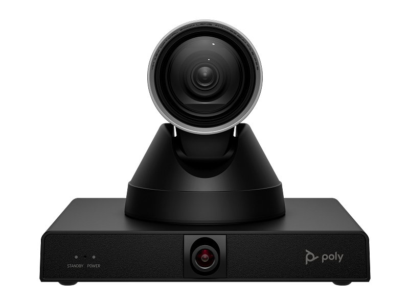 Poly-Studio-E60-MechanicalPan-Tilt-Zoom-PTZ-Camera-JetBlack-Coreset-WhiteBG-Front