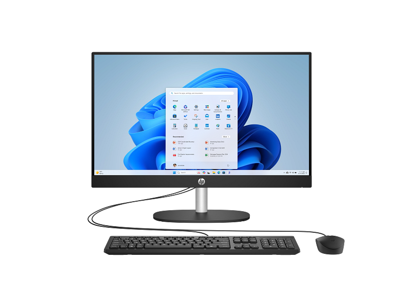 25C1 All-in-One Desktop PC 24 Jet Black T NT Fixed Captain Crunch Wired Copilot Core Set Front CamDown WhiteBG