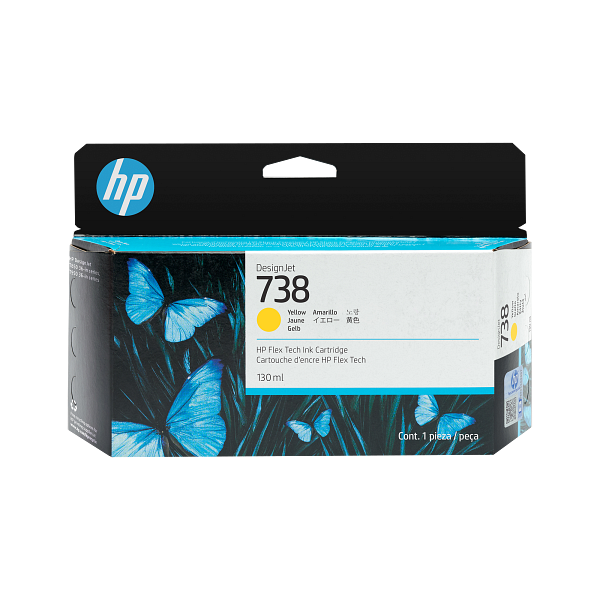 HP DesignJet 738 130ml Yellow 2000x2000 Hero Image
