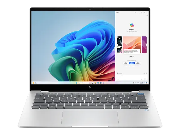 HP Home Laptop PCs, HP OmniBook X Laptop 14-fe0057nr 14", Touch screen, Windows 11 Home, Snapdragon®, 16GB RAM, 512GB SSD, 2.2K, Meteor silver