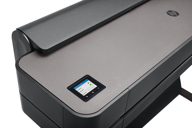 HP DesignJet T650 — detalhe painel (design próximo)