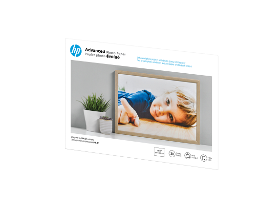 HP Advanced Photo Paper, Glossy, 65 lb, 13 x 19 in. (329 x 483 mm), 20 sheets CR696A - Left