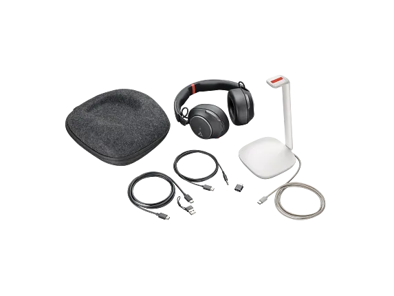 Poly Voyager Surround 85 UC Microsoft Teams Certified USB-C Headset +USB-C/A Adapter +Charging Stand