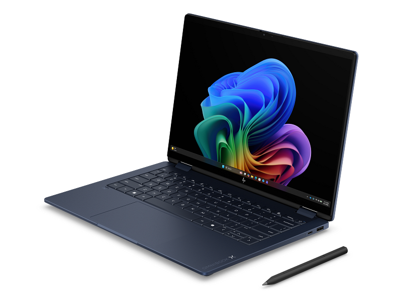 HP OmniBook X Flip 14 inch 2-in-1 Laptop Next Gen AI PC 14-kb0000_Product_Atmospheric blue_Product Only_Left facing
