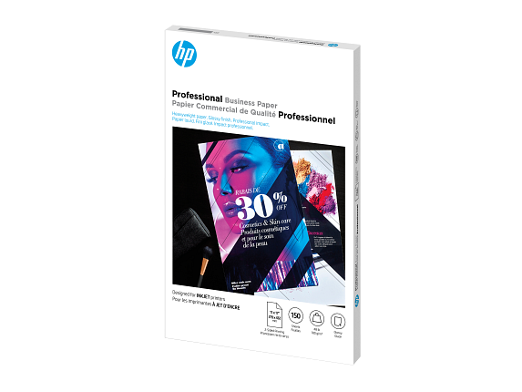 HP Professional Business Paper, Glossy, 48 lb, 11 x 17 in. (279 x 432 mm), 150 sheets CG932A - Left