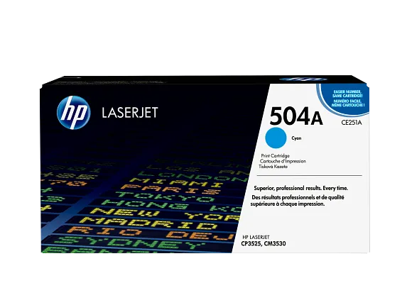 HP® 504A Cyan LaserJet Toner Cartridge (CE251A) HP® 504A Cyan LaserJet Toner Cartridge (CE251A)