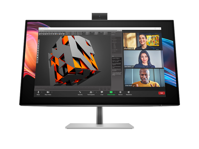 HP Series 7 Pro 27 4K Conferencing Monitor - 727pm PikeSilver CoreSet Front WhiteBg