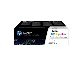 HP 128A 3-pack Cyan/Magenta/Yellow Original LaserJet Toner Cartridges, CF371AM