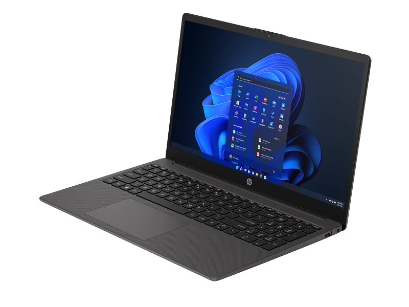 HP 255 G10 15 inch Notebook PC DF DarkAsh NT HDcam FPR Catalog Win11 WhiteBG FrontLeft