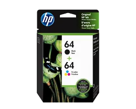 HP 64 2-pack Black/Tri-color Original Ink Cartridges, X4D92AN#140
