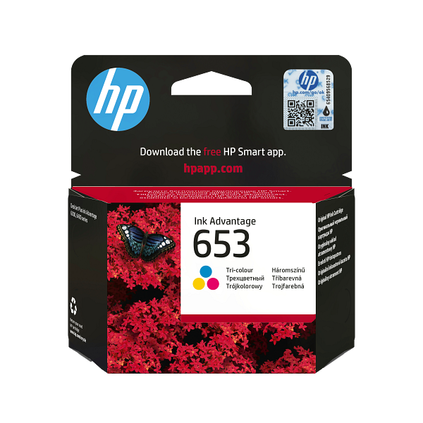 HP 653 Tri-color Original Ink Advantage Cartridge, 3YM74-80009, 3YM74AE