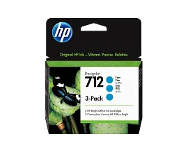 HP 712 Cyan DesignJet Ink Cartridge 3-Pack, 3ED77A