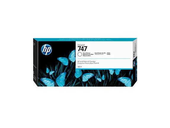 Ink Supplies, HP 747 300-ml Gloss Enhancer DesignJet Ink Cartridge, P2V87A