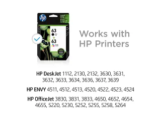 HP 63 2-pack Black/Tri-color Original Printer Ink Cartridges