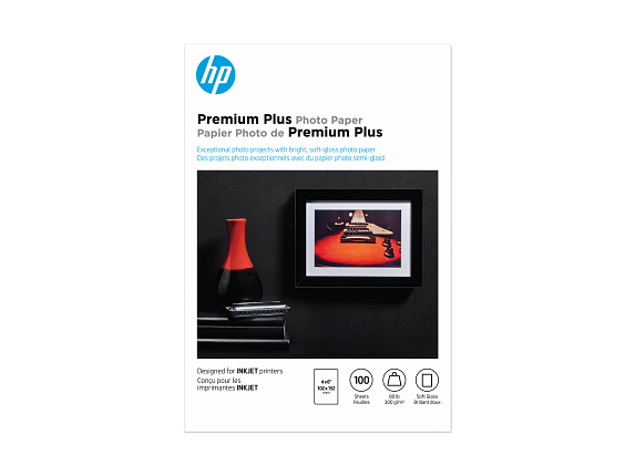 Photos - Office Paper HP Premium Plus Photo Paper, Satin, 80 lb, 4 x 6 in. , 100 sheets CR666A (101 x 152 mm)