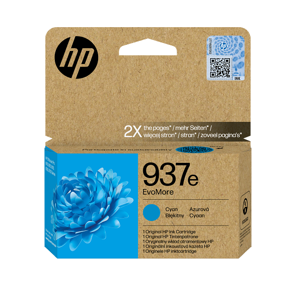 HP 937e EvoMore Cyan Original Ink Cartridge 4S6W6-80008 4S6W6NE