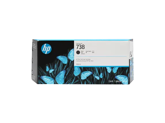 HP 738 300-ml Black DesignJet Ink Cartridge, 498N8A