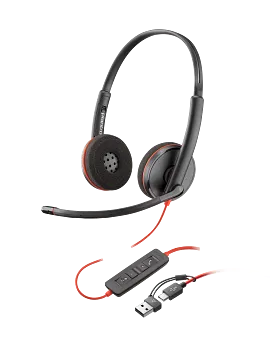 Poly Blackwire 3220 Stereo USB-C Headset +USB-C/A Adapter