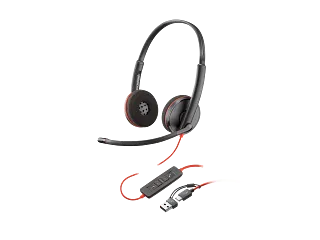 Poly Blackwire 3225 Stereo USB-C Headset +3.5mm Plug +USB-C/A Adapter