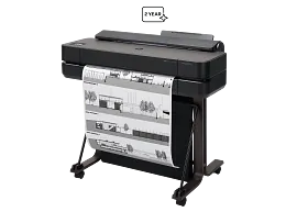 HP DesignJet T650 Large Format 24" Plotter Printer – High-Speed, CAD & Poster Printer with Auto Sheet Feeder, Media Bin & Stand and 2 year warranty