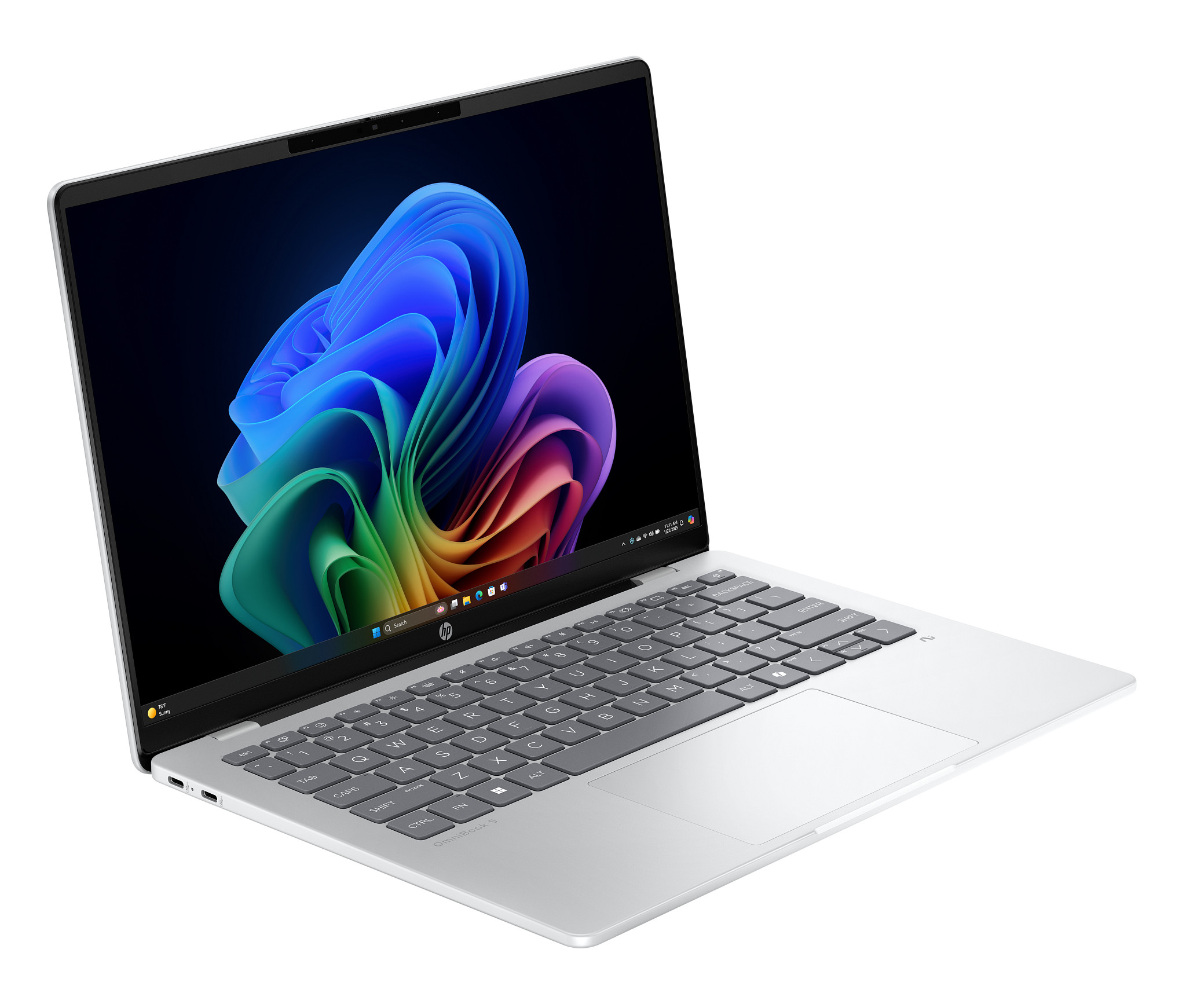 HP OmniBook 5 Laptop Next Gen AI 14-he0017nr 14", Windows 11 Home, Snapdragon® X, 16GB RAM, 256GB SSD, 2K, Glacier silver