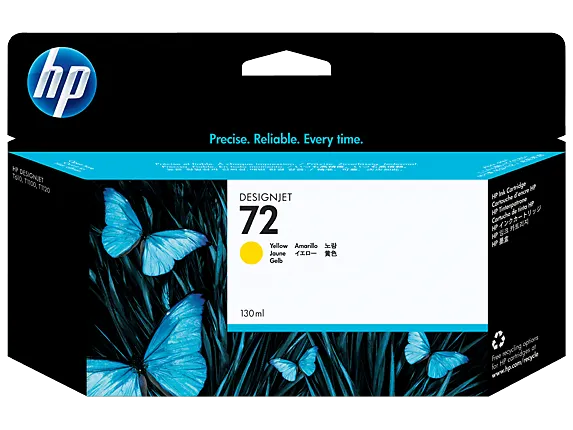 HP® 72 130-ml Yellow DesignJet Ink Cartridge (C9373A)