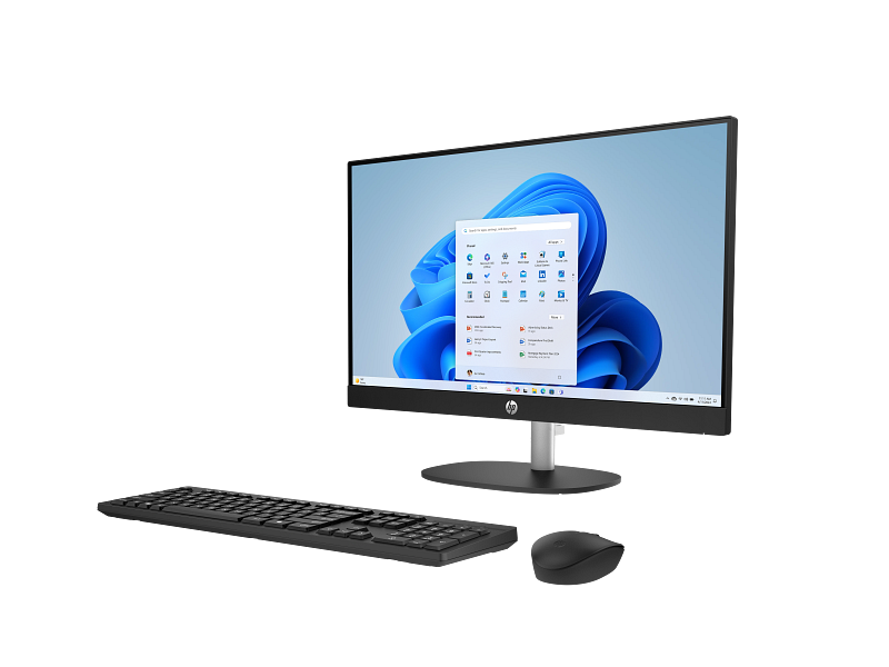 25C1 All-in-One Desktop PC 24 Jet Black T NT Fixed Captain Crunch Wireless Copilot Core Set FrontLeft CamDown WhiteBG