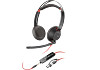 HP 8X231A6 Poly Blackwire 5220 sztereó USB-C headset + 3,5 mm-es csatlakozó + USB-C–USB-A-adapter (csomagban)