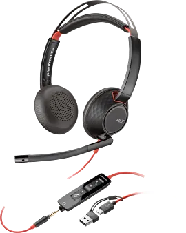 Poly Blackwire 5220 Stereo USB-C Headset +3.5mm Plug +USB-C/A Adapter