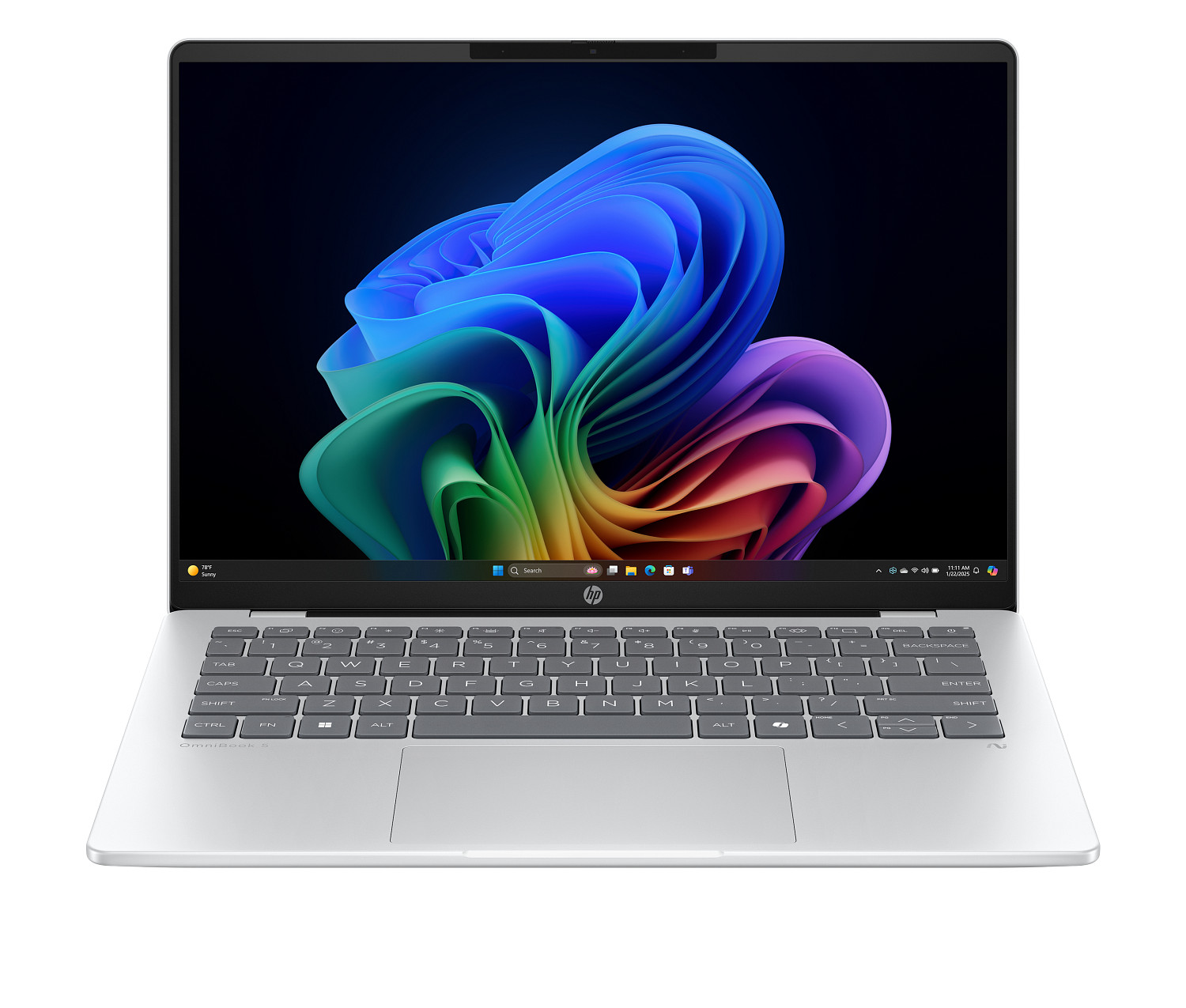 HP OmniBook 5 Laptop Next Gen AI 14-he0017nr 14", Windows 11 Home, Snapdragon® X, 16GB RAM, 256GB SSD, 2K, Glacier silver